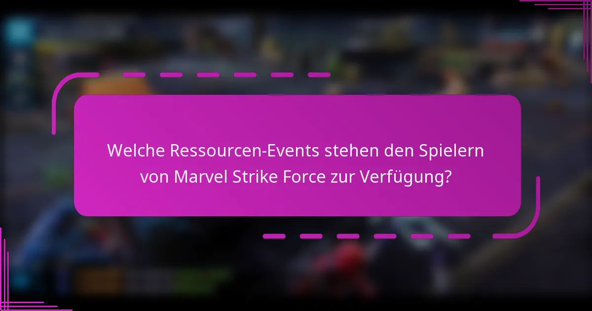 Welche Ressourcen-Events stehen den Spielern von Marvel Strike Force zur Verfügung?