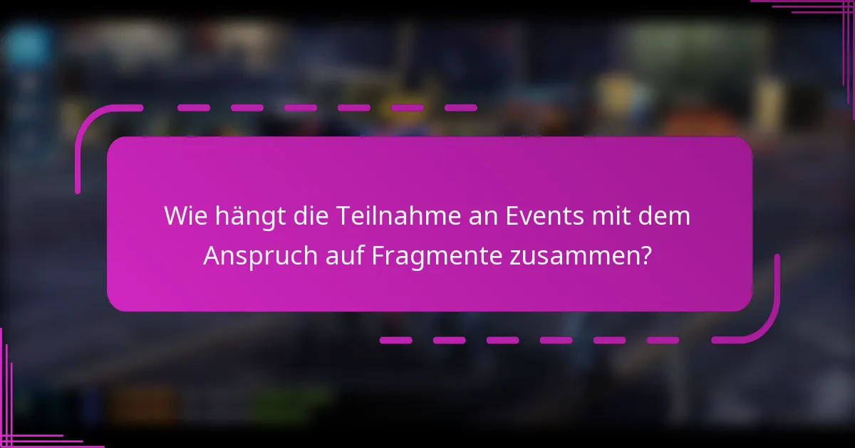 Wie hängt die Teilnahme an Events mit dem Anspruch auf Fragmente zusammen?