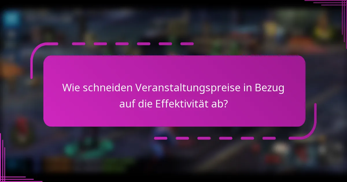 Wie schneiden Veranstaltungspreise in Bezug auf die Effektivität ab?